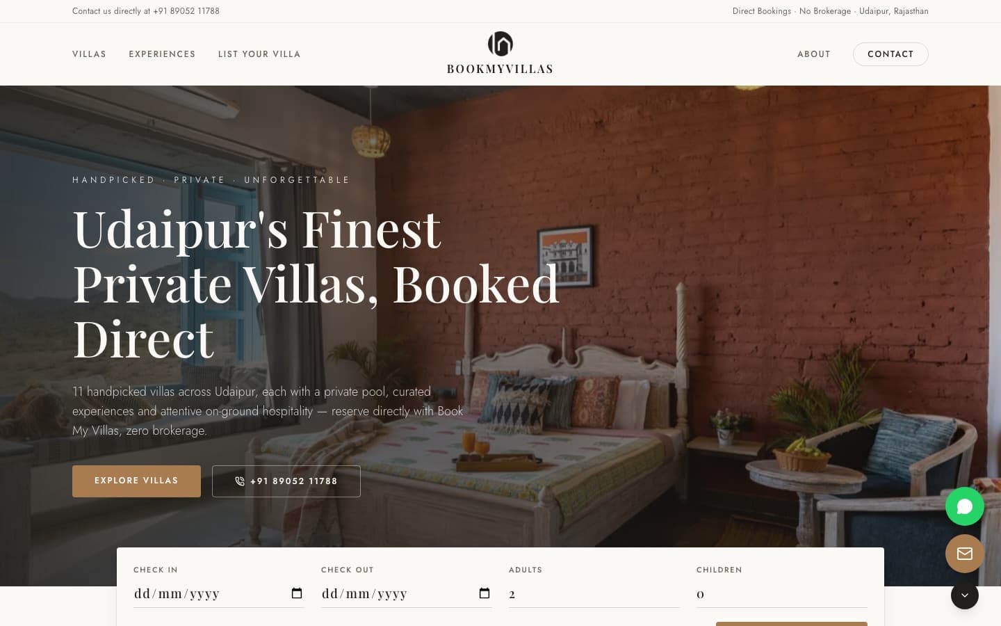 Book My Villas — live website